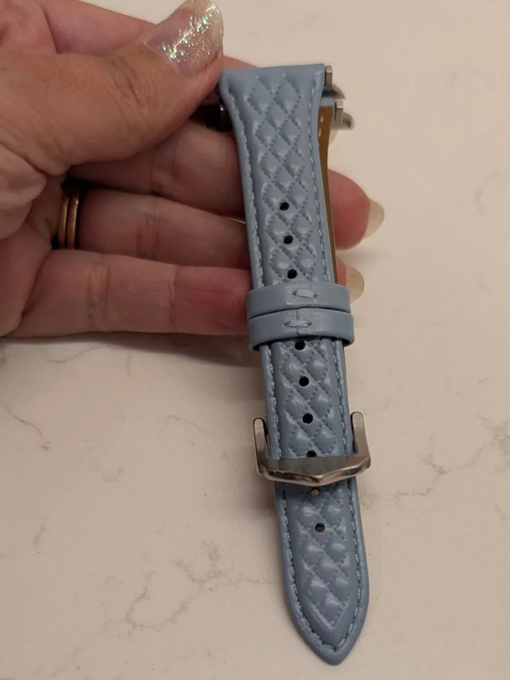 SOLACE Allura Baby Blue Leather Apple Watch Band 38/40/41mm